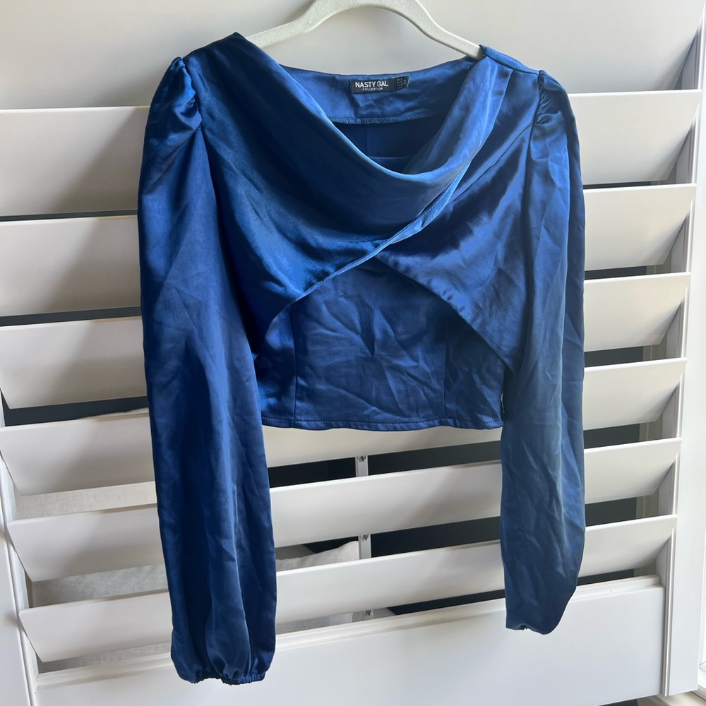 Nasty Gal Blue Silk Top